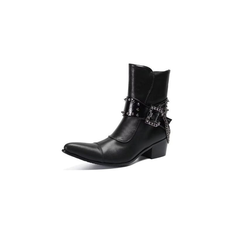 Botas Masculinas Couro Chamativo E Chique - Preto