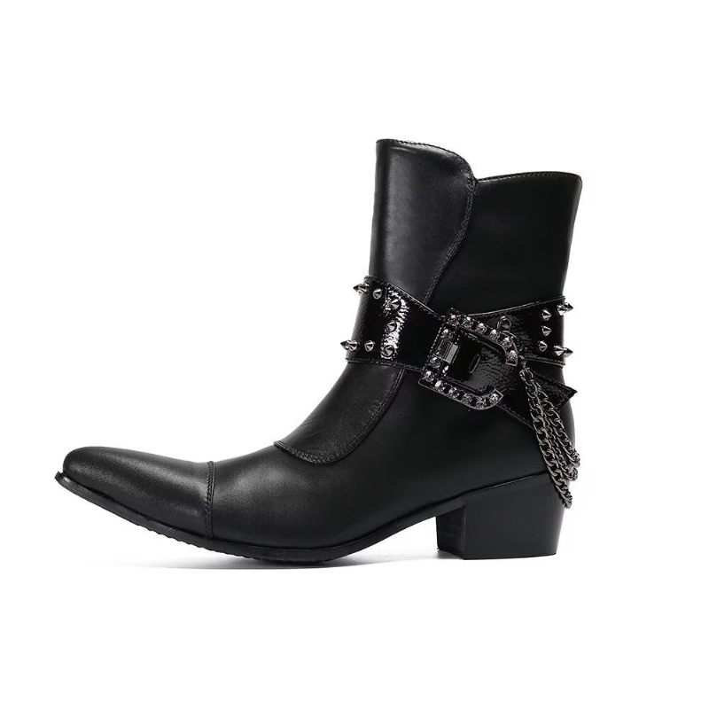 Botas Masculinas Couro Chamativo E Chique - Preto