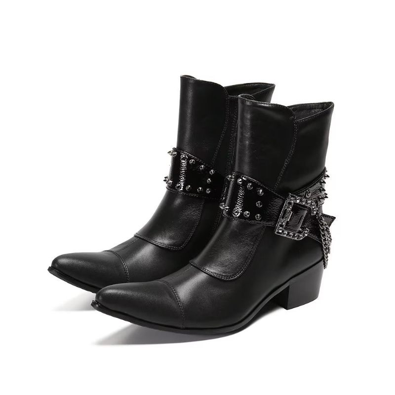 Botas Masculinas Couro Chamativo E Chique - Preto