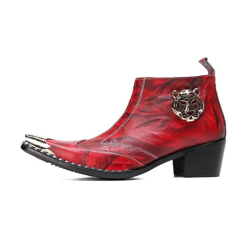 Botas Masculinas Couro Chique - Vermelho