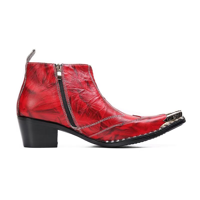 Botas Masculinas Couro Chique - Vermelho