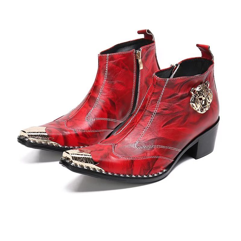 Botas Masculinas Couro Chique - Vermelho