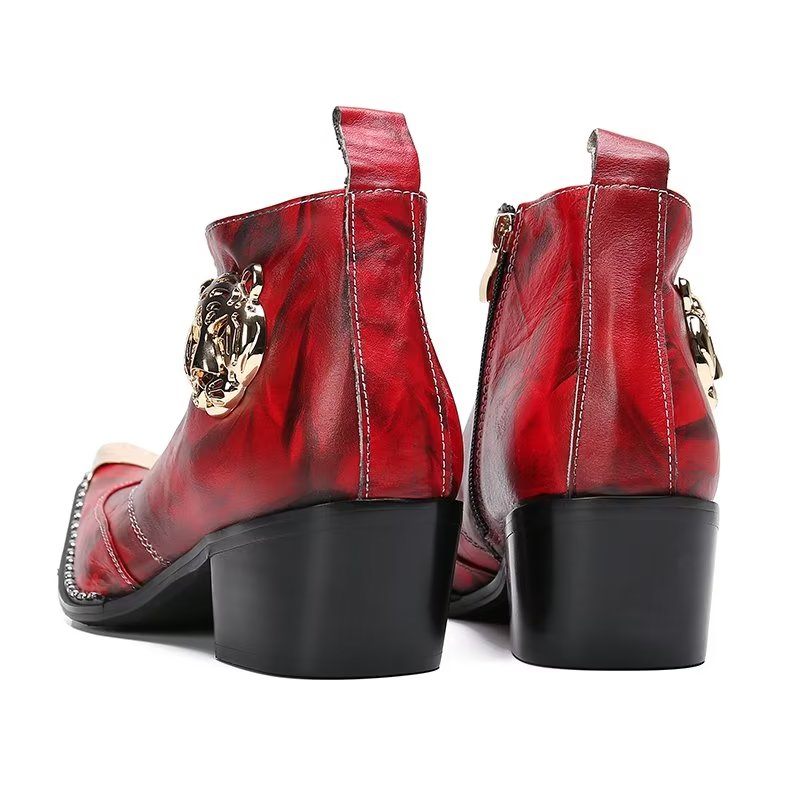 Botas Masculinas Couro Chique - Vermelho