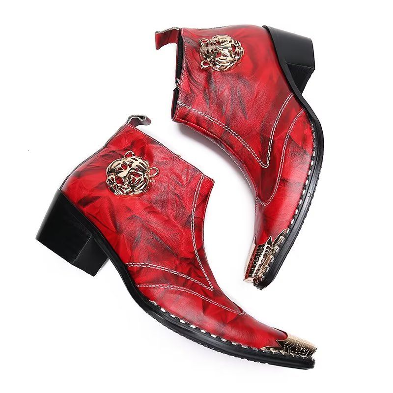 Botas Masculinas Couro Chique - Vermelho