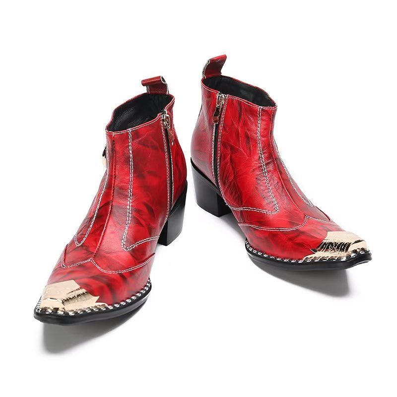 Botas Masculinas Couro Chique - Vermelho