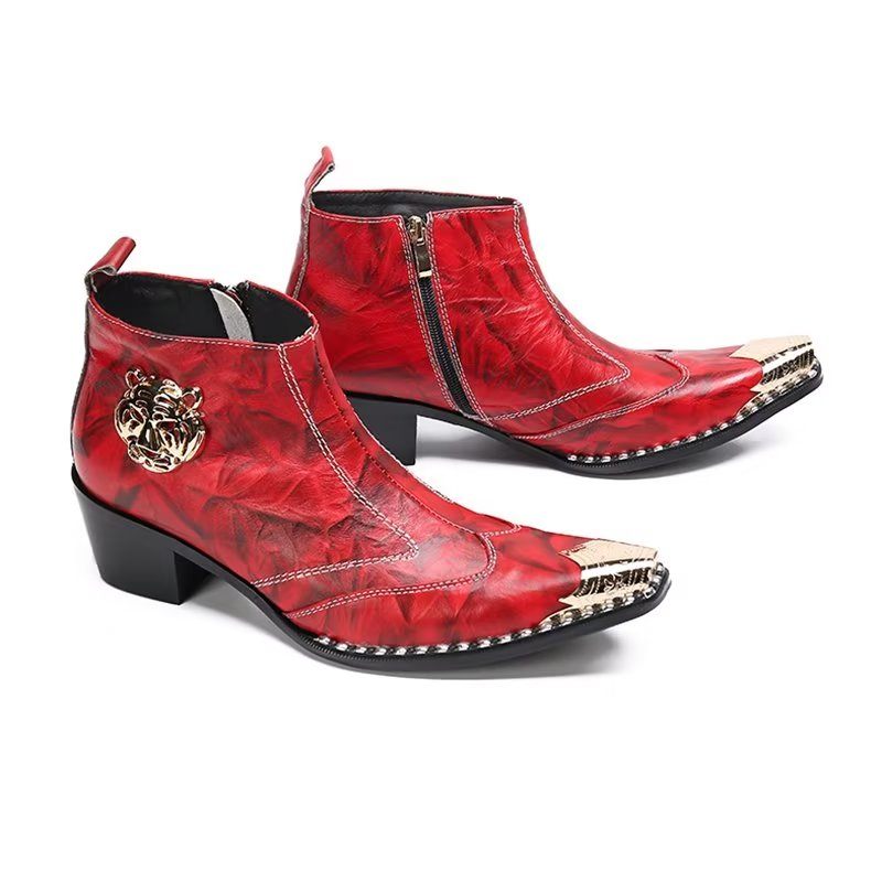 Botas Masculinas Couro Chique - Vermelho