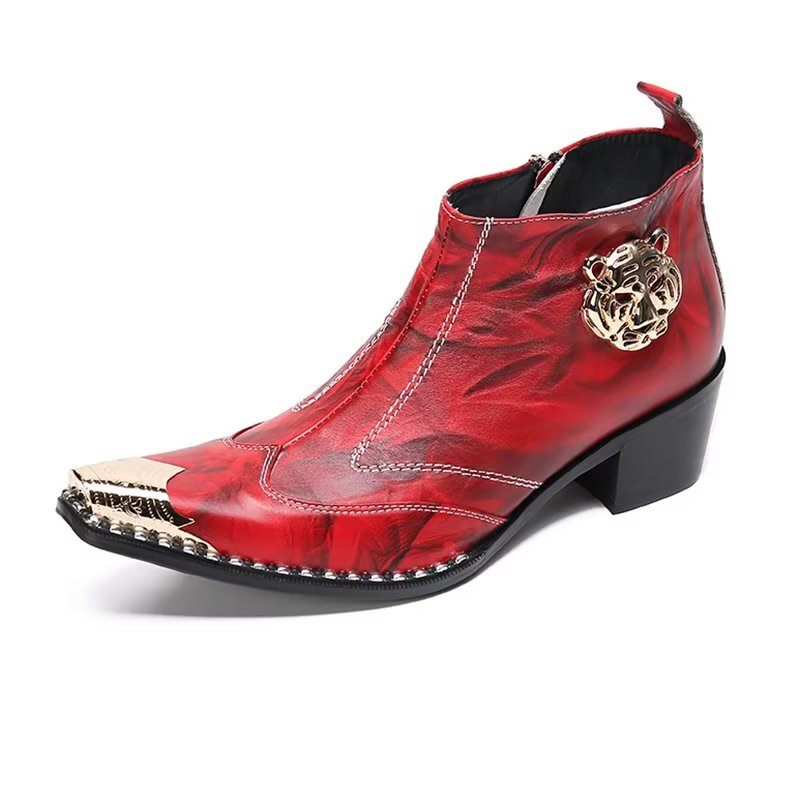 Botas Masculinas Couro Chique - Vermelho