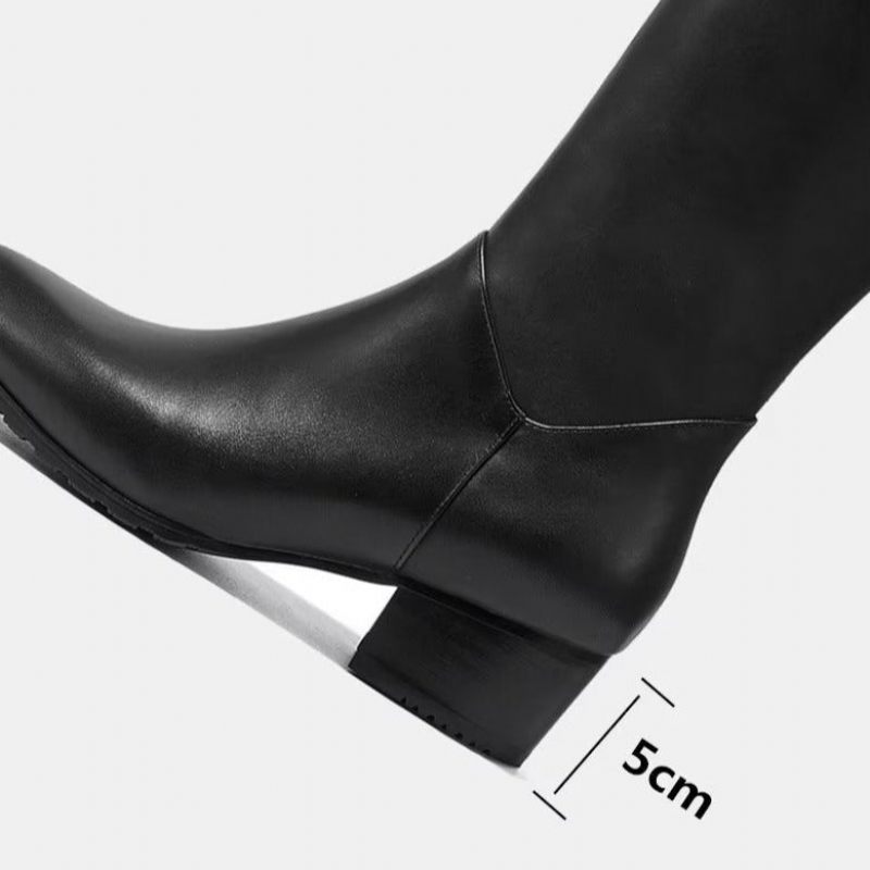 Botas Masculinas Couro Chique Com Bico Fino E Salto Alto - Preto