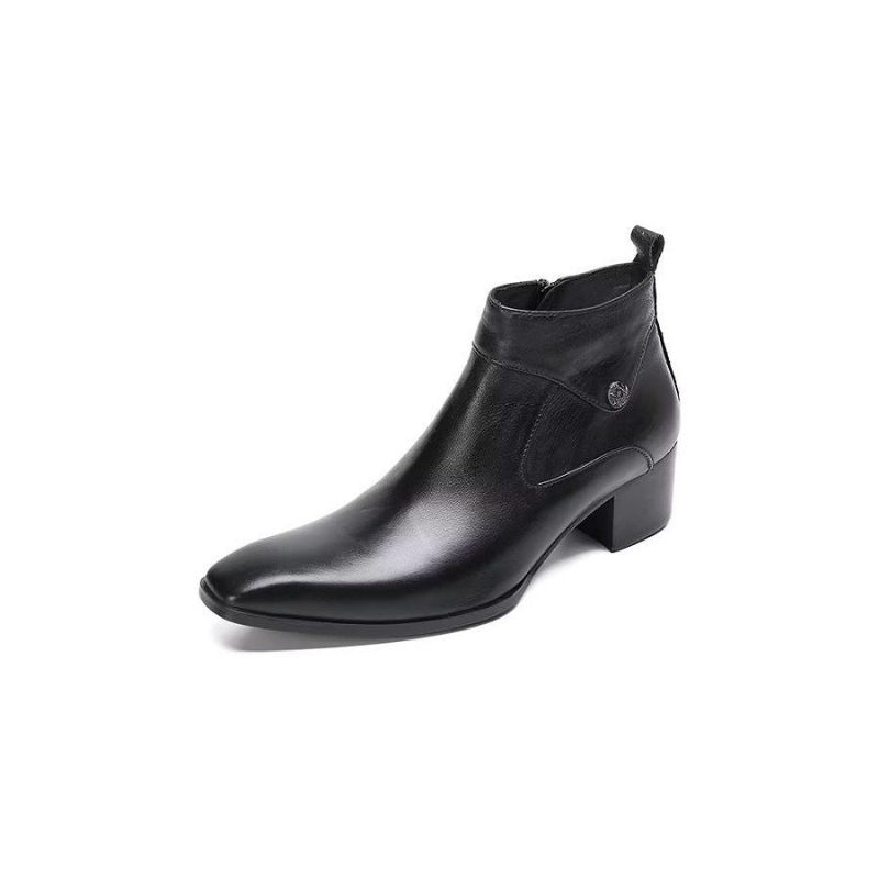 Botas Masculinas Couro Chique Com Bico Quadrado