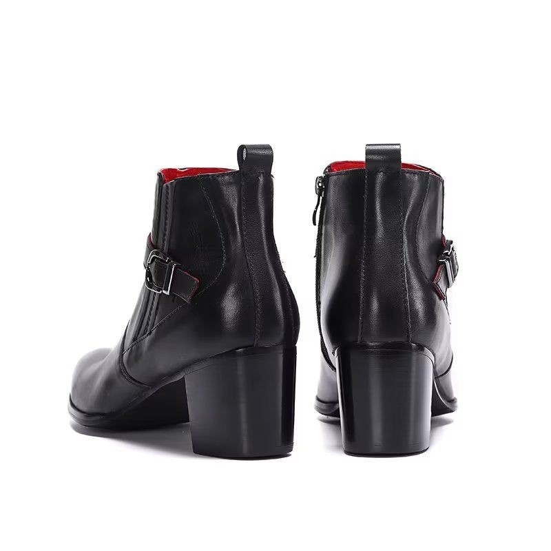 Botas Masculinas Couro Chiques Para Tornozelo - Preto