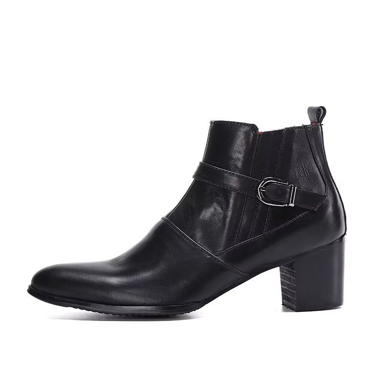 Botas Masculinas Couro Chiques Para Tornozelo - Preto