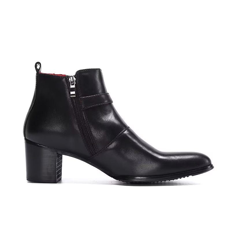 Botas Masculinas Couro Chiques Para Tornozelo - Preto