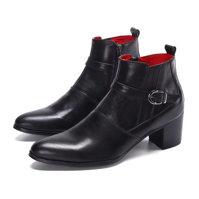 Botas Masculinas Couro Chiques Para Tornozelo - Preto