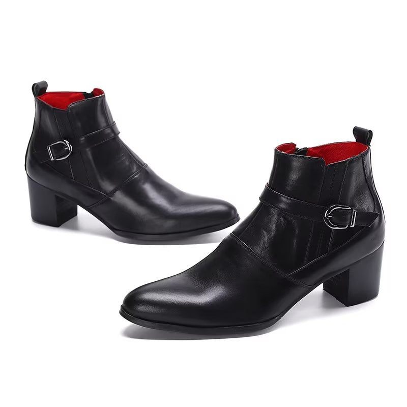 Botas Masculinas Couro Chiques Para Tornozelo - Preto