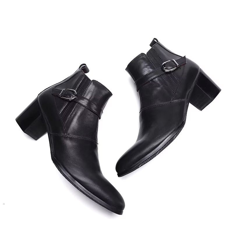 Botas Masculinas Couro Chiques Para Tornozelo - Preto