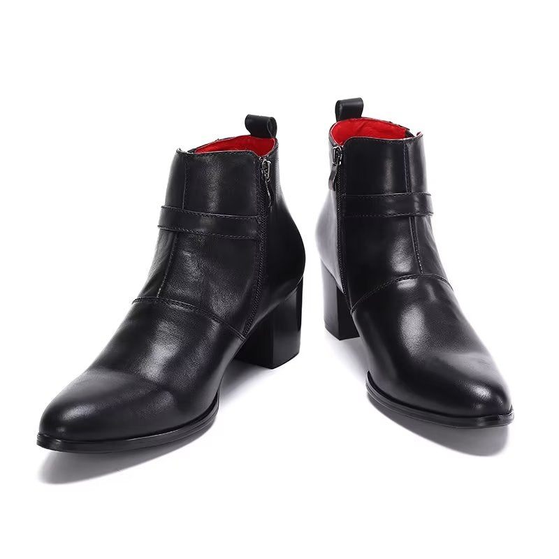 Botas Masculinas Couro Chiques Para Tornozelo - Preto