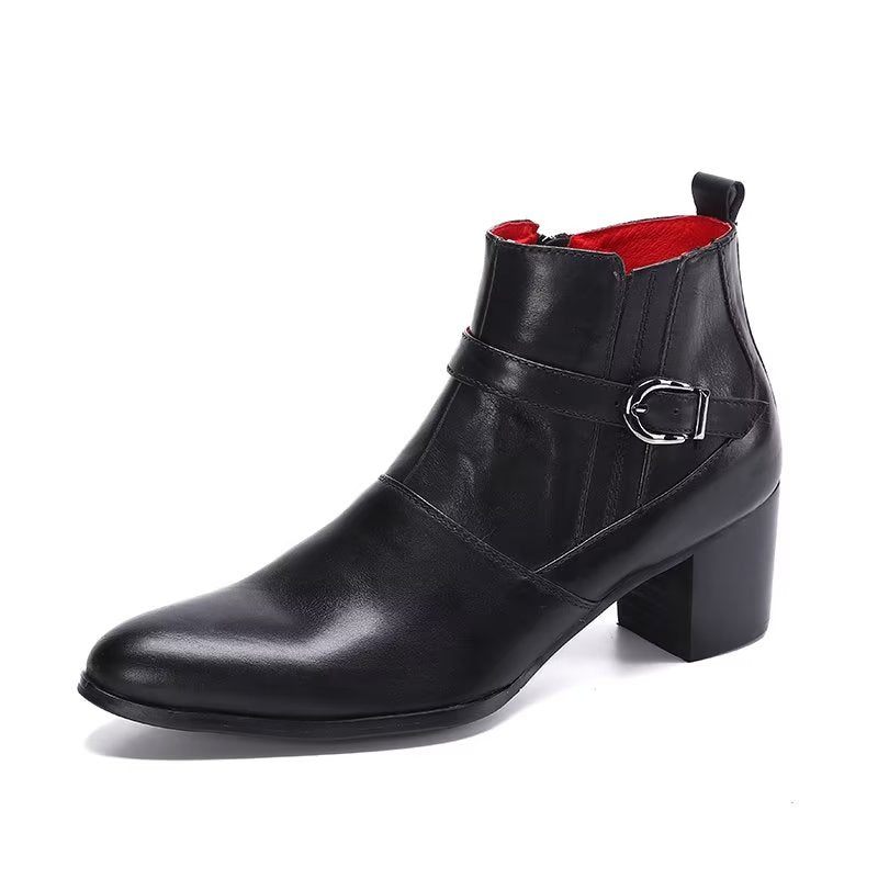 Botas Masculinas Couro Chiques Para Tornozelo - Preto