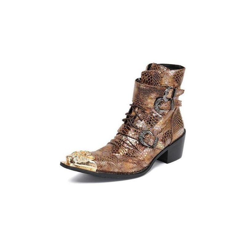 Botas Masculinas Couro Cobra Chique Cano Médio Cowboy