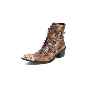 Botas Masculinas Couro Cobra Chique Cano Médio Cowboy