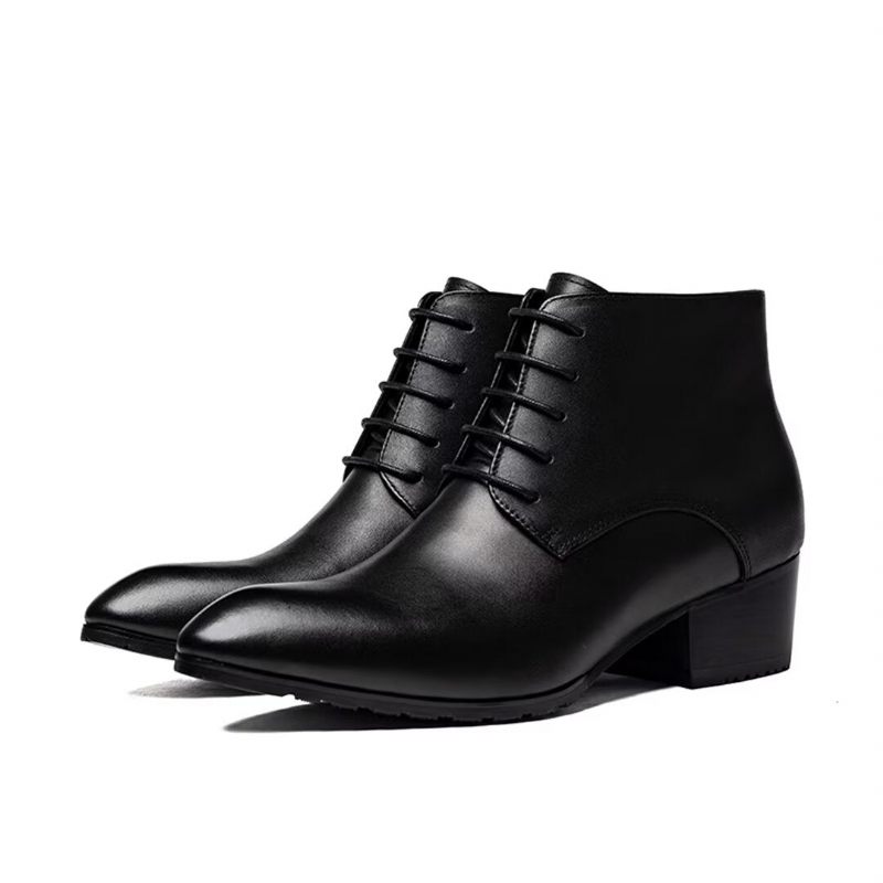 Botas Masculinas Couro Com Bico Fino - Preto