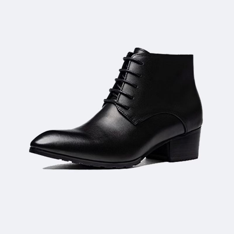 Botas Masculinas Couro Com Bico Fino - Preto