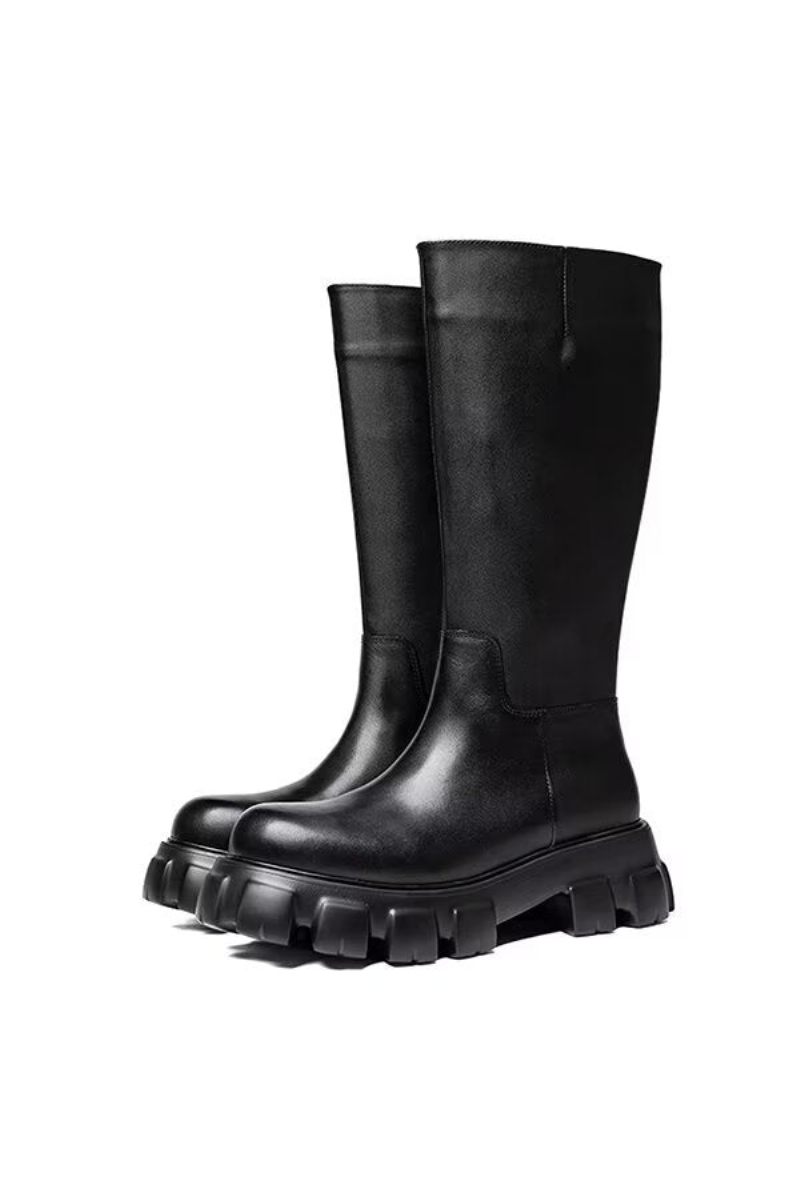 Botas Masculinas Couro Com Bico Fino - Preto