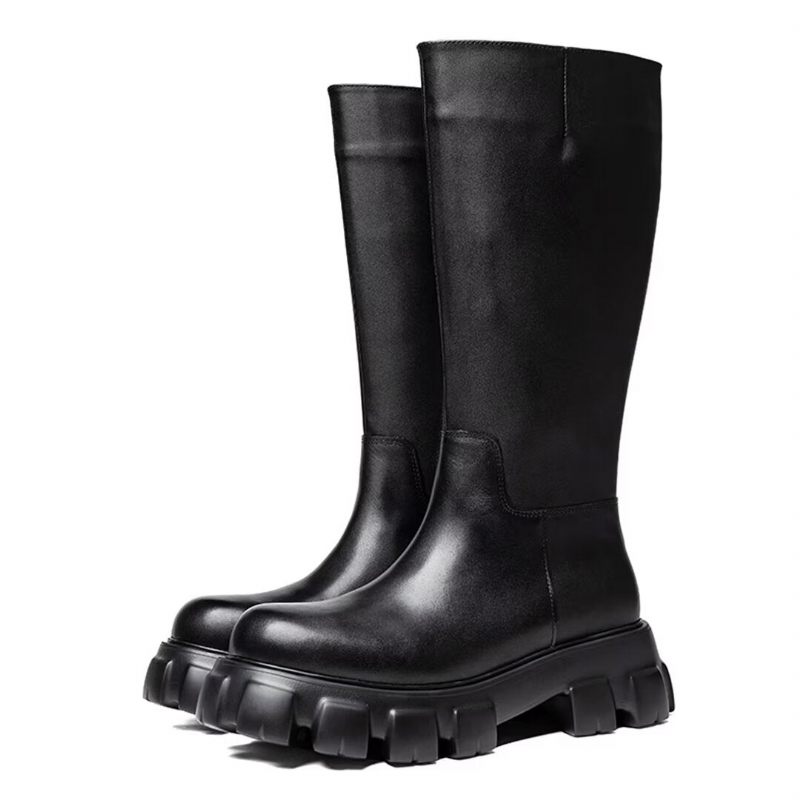 Botas Masculinas Couro Com Bico Fino - Preto