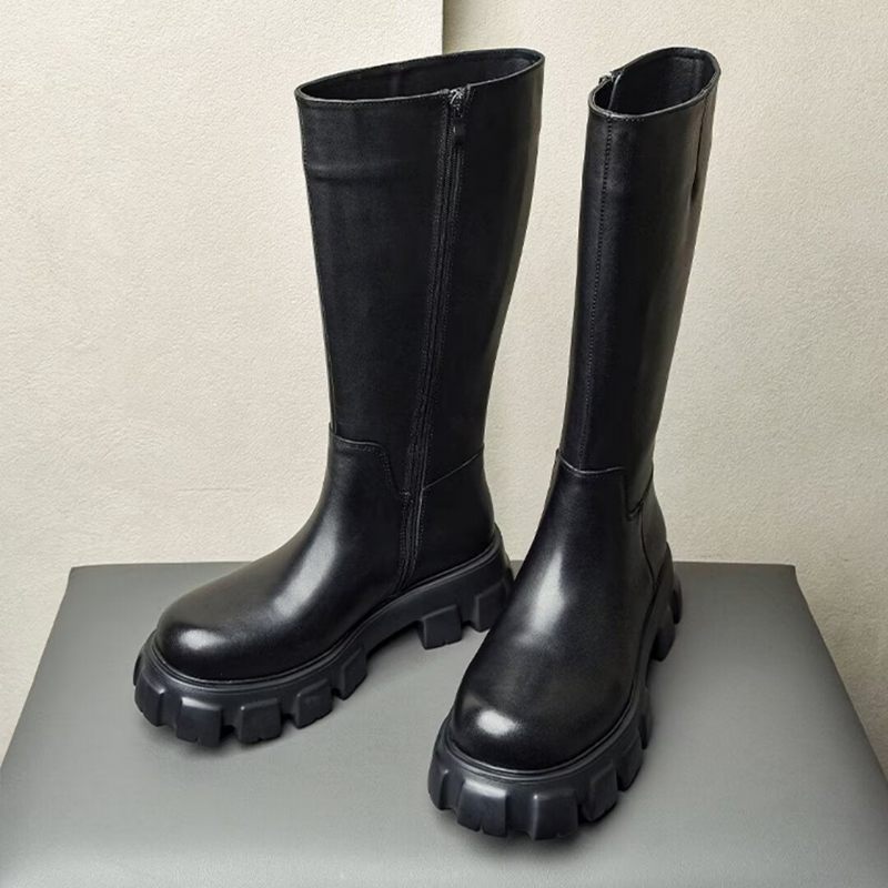 Botas Masculinas Couro Com Bico Fino - Preto