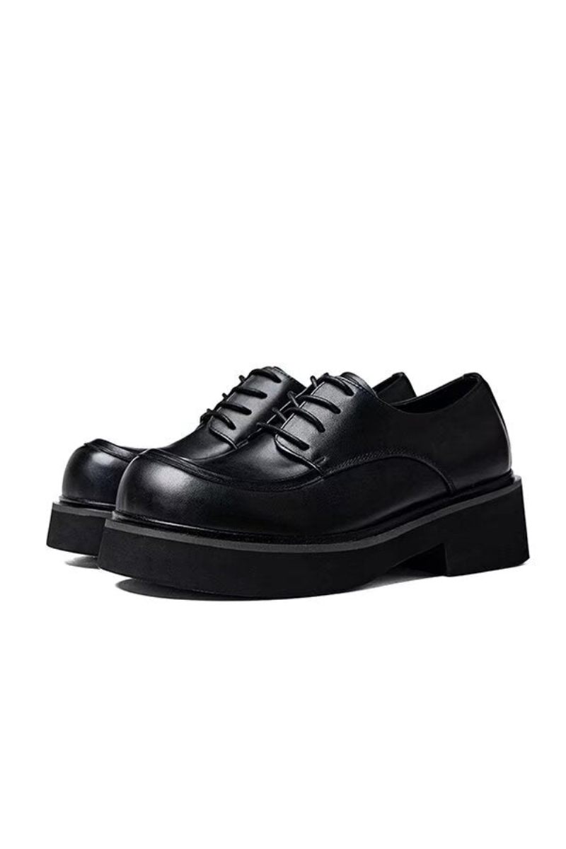 Botas Masculinas Couro Com Bico Redondo - Preto