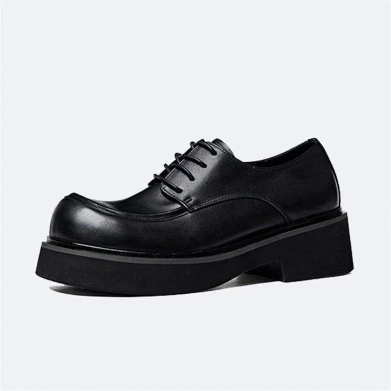 Botas Masculinas Couro Com Bico Redondo - Preto