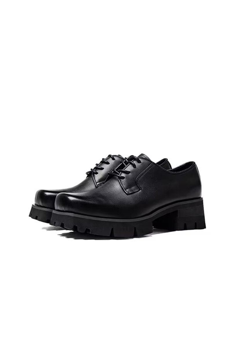 Botas Masculinas Couro Com Bico Redondo - Preto