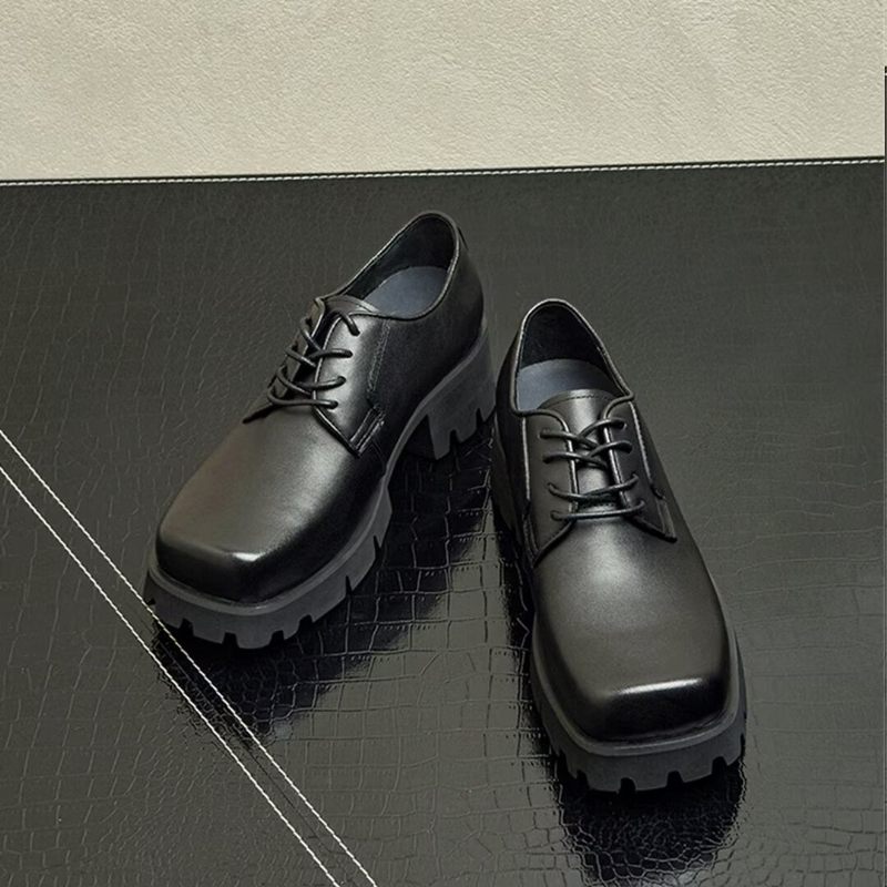 Botas Masculinas Couro Com Bico Redondo - Preto