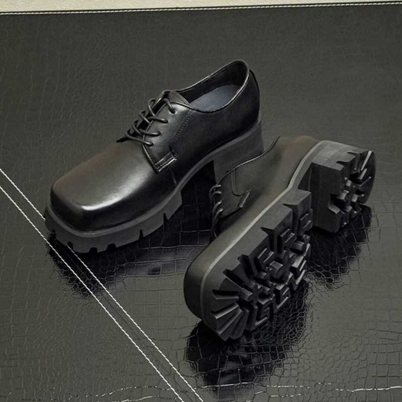 Botas Masculinas Couro Com Bico Redondo - Preto