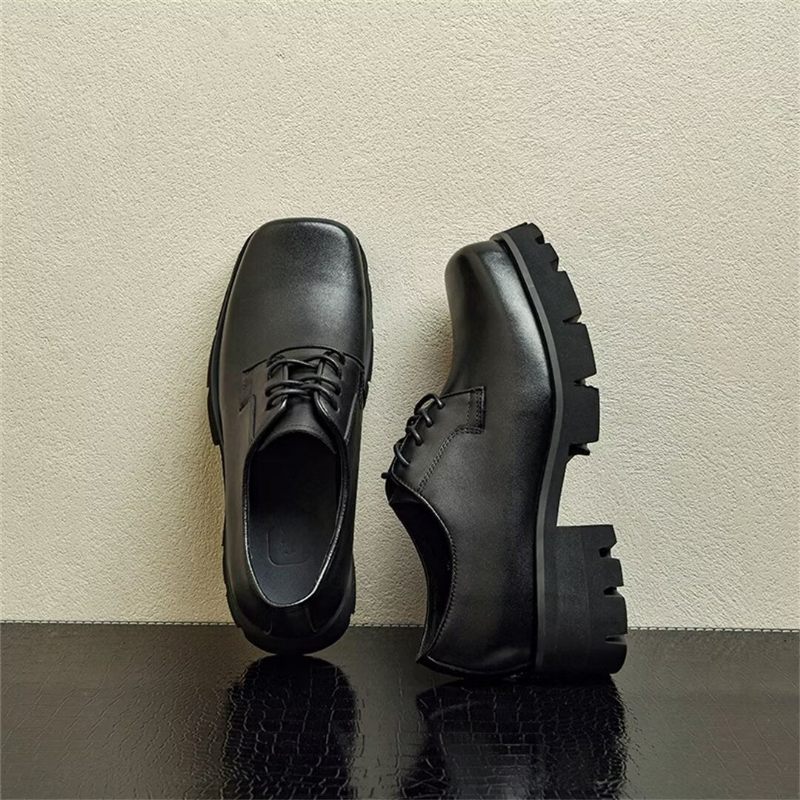 Botas Masculinas Couro Com Bico Redondo - Preto