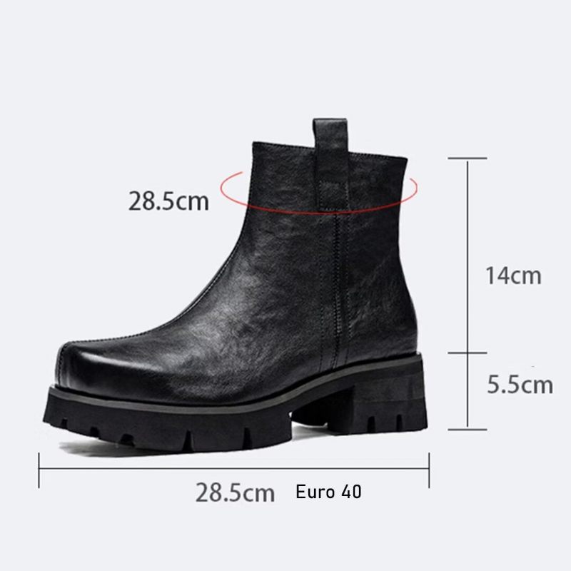 Botas Masculinas Couro Com Bico Redondo - Preto