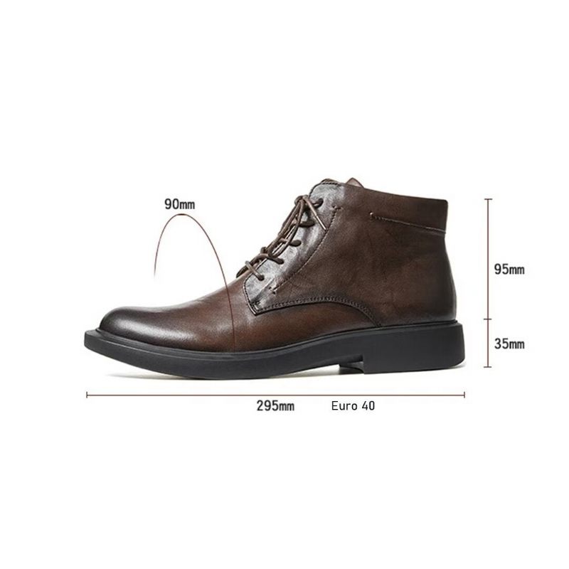 Botas Masculinas Couro Com Bico Redondo - Preto