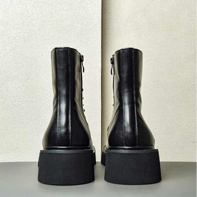 Botas Masculinas Couro Com Cadarço - Preto