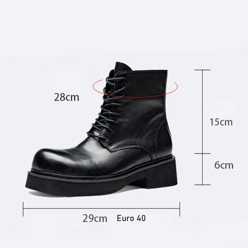 Botas Masculinas Couro Com Cadarço - Preto