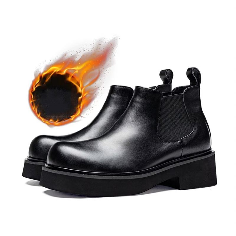 Botas Masculinas Couro Com Cadarço - Preto