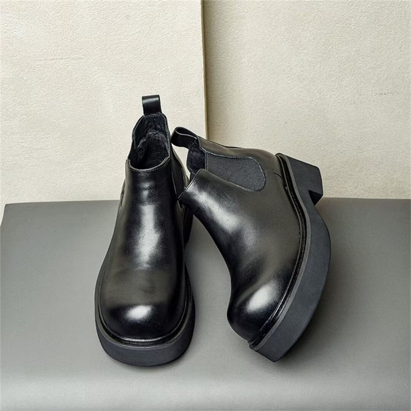 Botas Masculinas Couro Com Cadarço - Preto