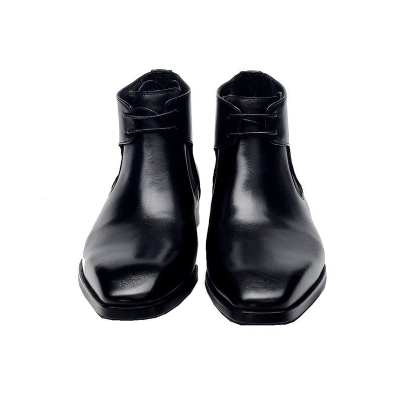 Botas Masculinas Couro Com Cadarço - Preto