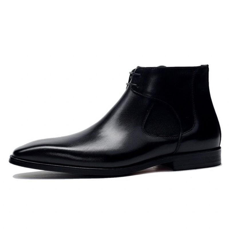 Botas Masculinas Couro Com Cadarço - Preto