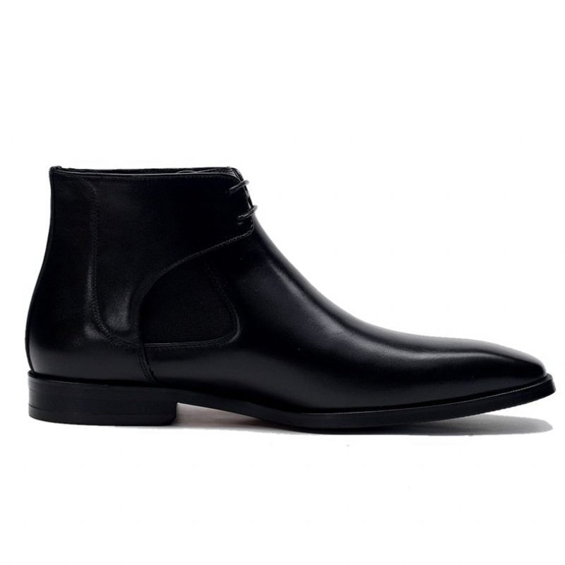 Botas Masculinas Couro Com Cadarço - Preto