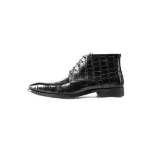 Botas Masculinas Couro Com Cadarço Brogue Ankle Boots