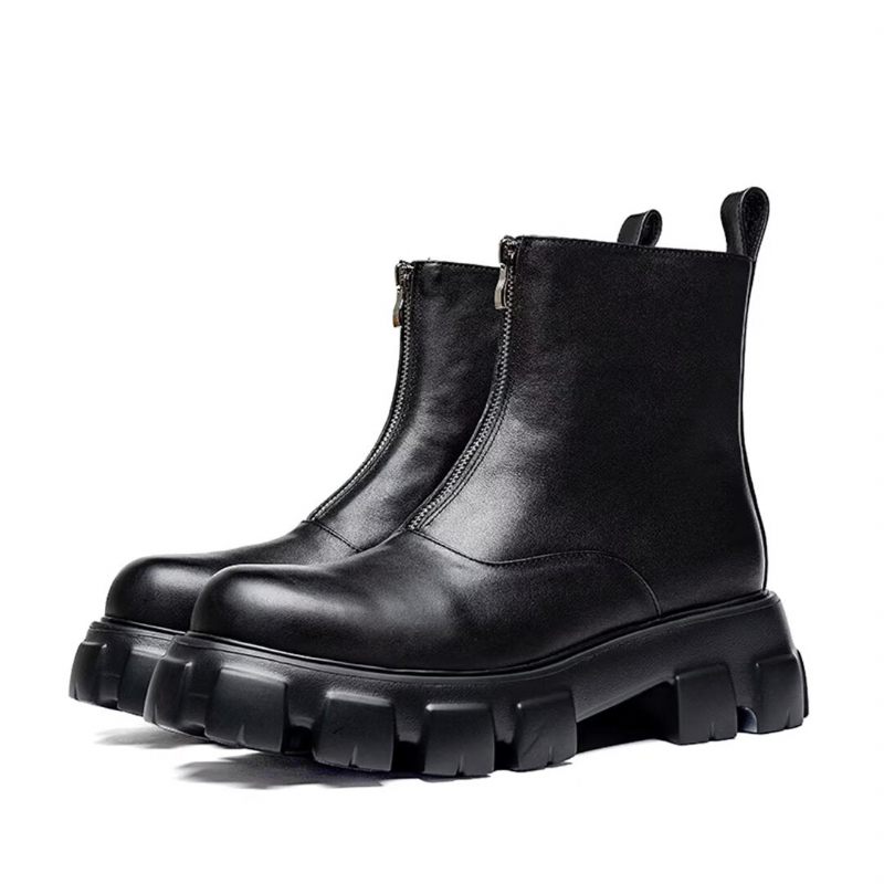 Botas Masculinas Couro Com Cano Alto - Preto