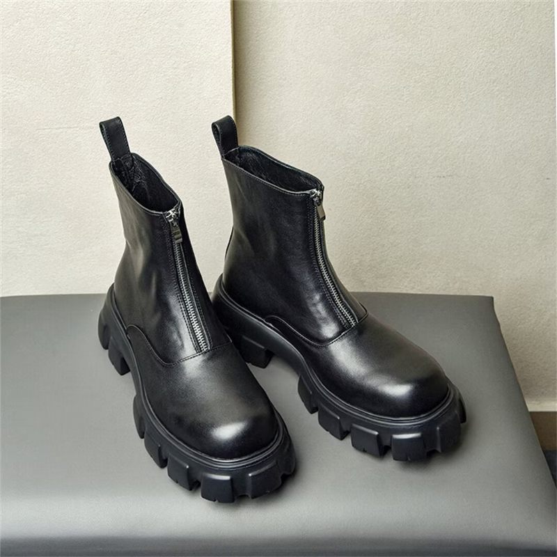 Botas Masculinas Couro Com Cano Alto - Preto