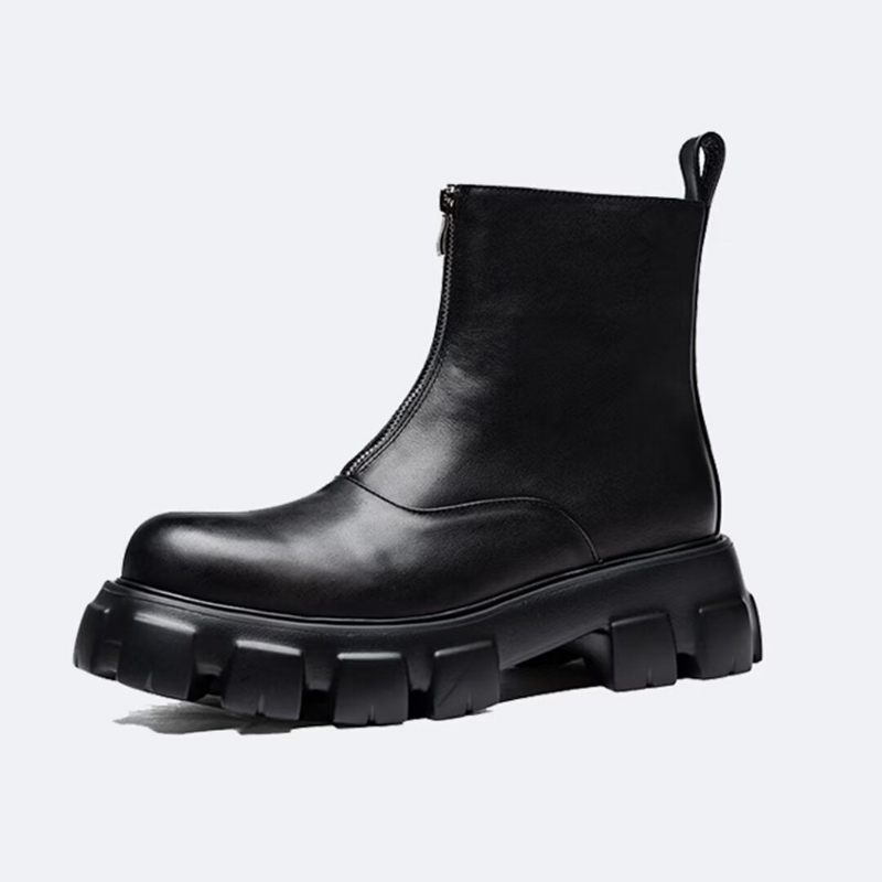 Botas Masculinas Couro Com Cano Alto - Preto