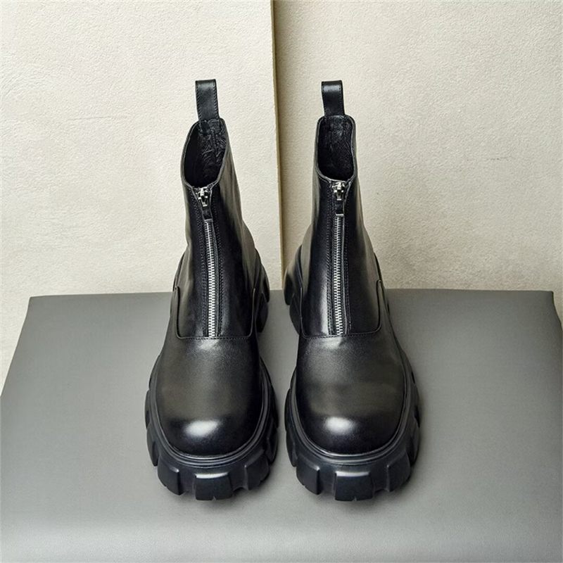 Botas Masculinas Couro Com Cano Alto - Preto