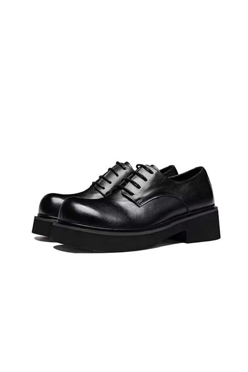 Botas Masculinas Couro Com Cordões - Preto