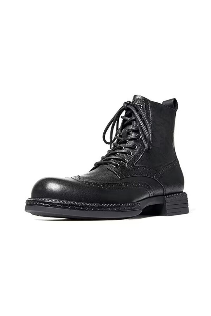 Botas Masculinas Couro Com Zíper - Preto